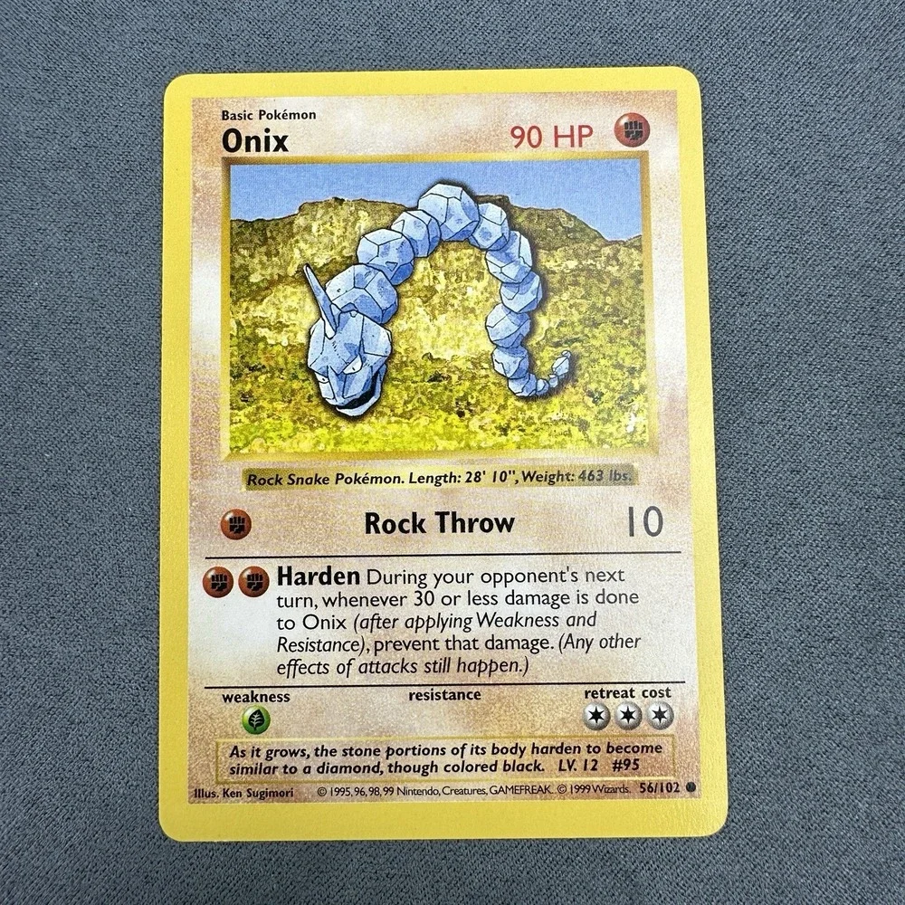 Pokemon Onix 56/102 Base Set 1999 Shadowless Common Vintage WOTC English